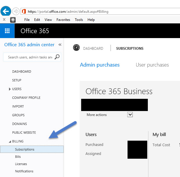 Office 365 Admin Panel Picture