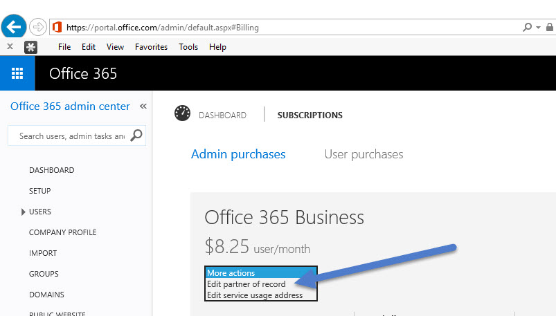 , How to Add or Change Partner of Record for Office 365