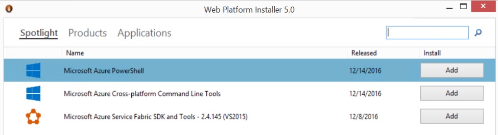 Microsoft Web Platform installer